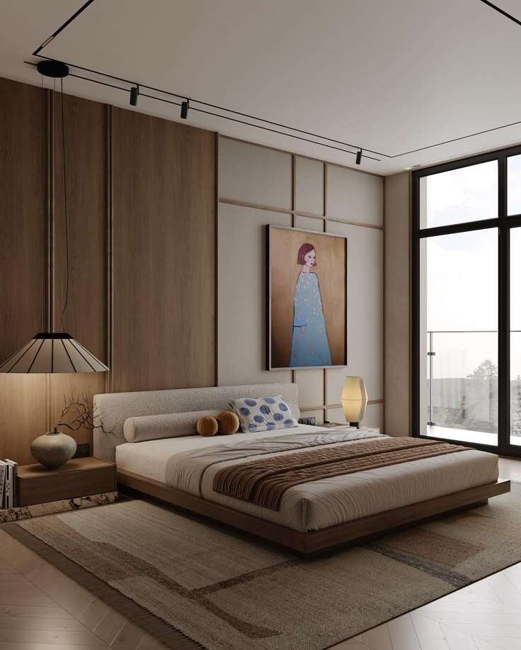 Layered bedroom interior with bespoke furniture from Evergreen’s domestic presentation