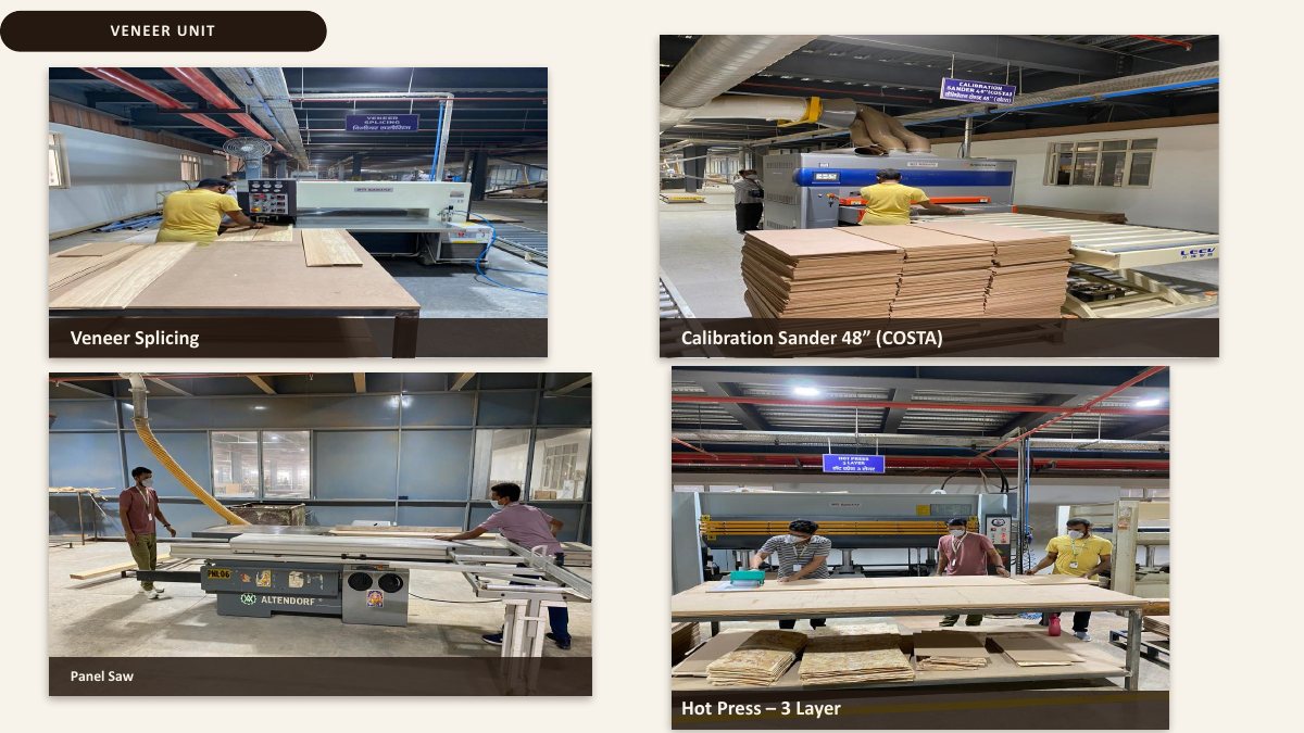 Veneer preparation — splicing, calibration sanding and hot press