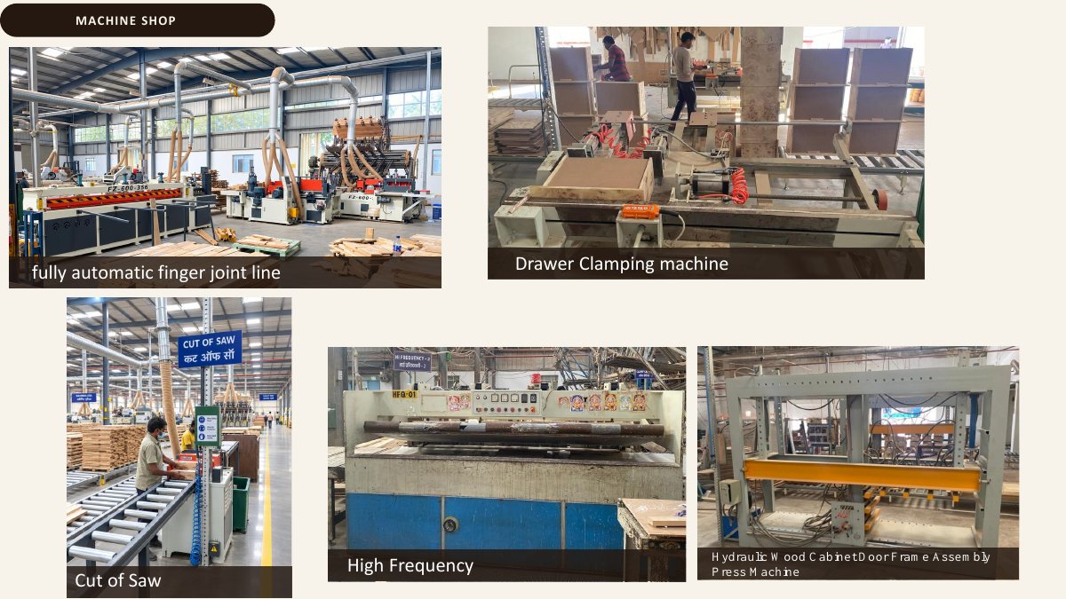 Finger joint, drawer clamping and cabinet door frame assembly