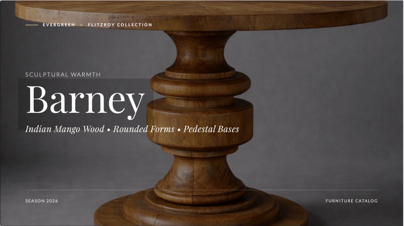 Barney pedestal table in Indian mango wood
