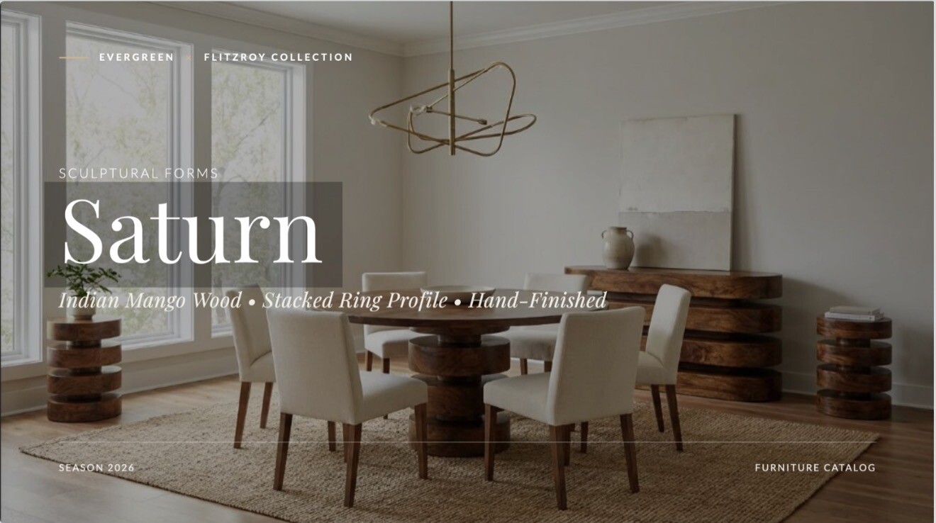 Saturn dining collection in Indian mango wood