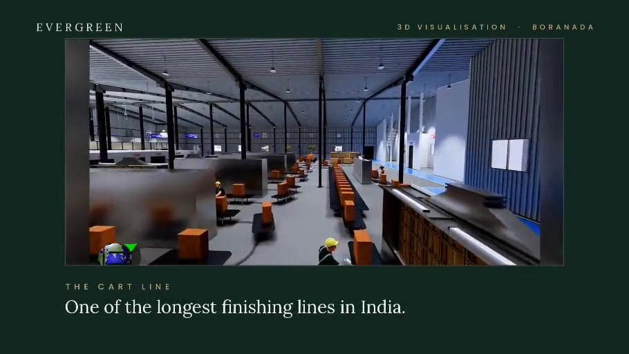 Automated finishing cart-line at Evergreen’s Jodhpur Boranada factory