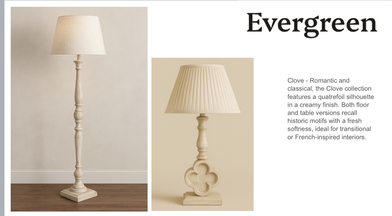 Clove table and floor lamps with a quatrefoil silhouette